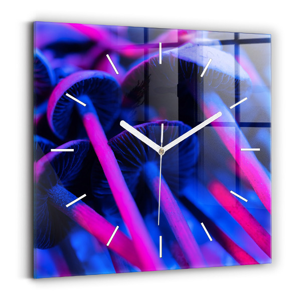 Čtvercové nástěnné hodiny Kouzelné barevné houby