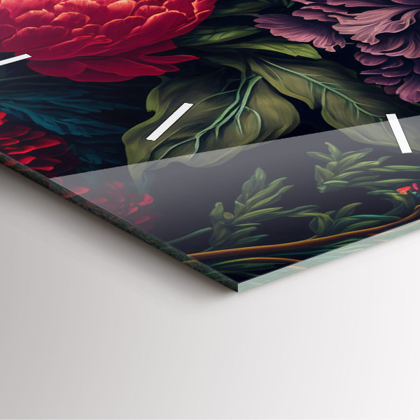 Čtvercové nástěnné hodiny Vintage kytice květin