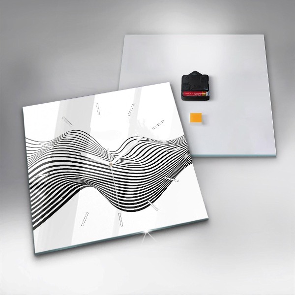 Čtvercové nástěnné hodiny Černobílé umění