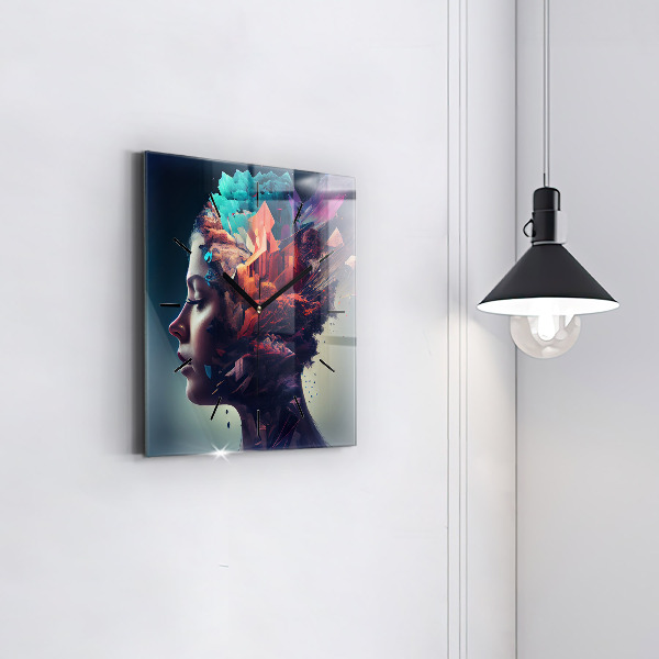 Čtvercové nástěnné hodiny Abstraktní žena