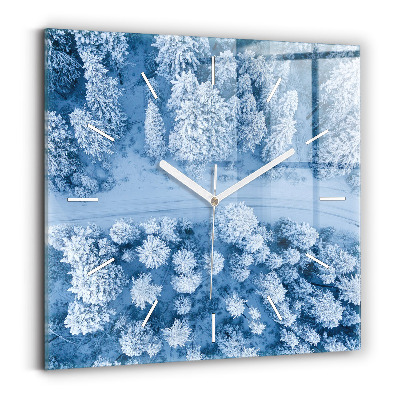 Čtvercové nástěnné hodiny Les z dronu