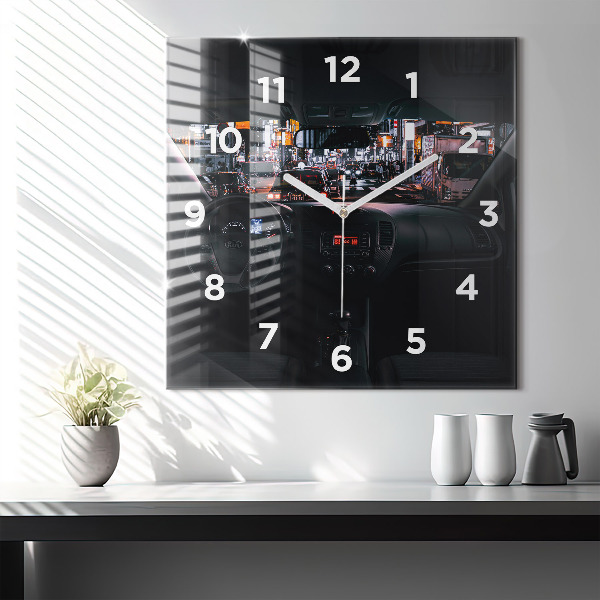 Čtvercové nástěnné hodiny Auto v Tokiu