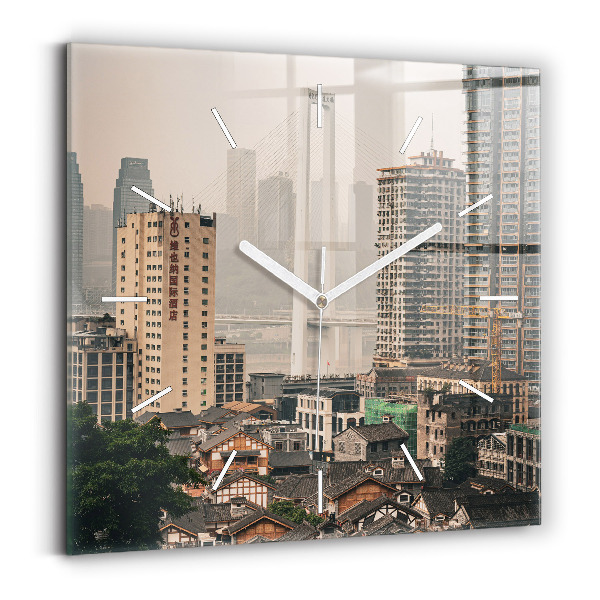 Čtvercové nástěnné hodiny Staré město v Čchung-čchingu