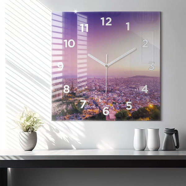Čtvercové nástěnné hodiny Barcelona Bunkry El Carmel