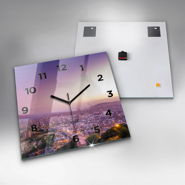 Čtvercové nástěnné hodiny Barcelona Bunkry El Carmel