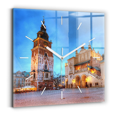 Skleněné hodiny čtvercové Hlavní náměstí v Krakově