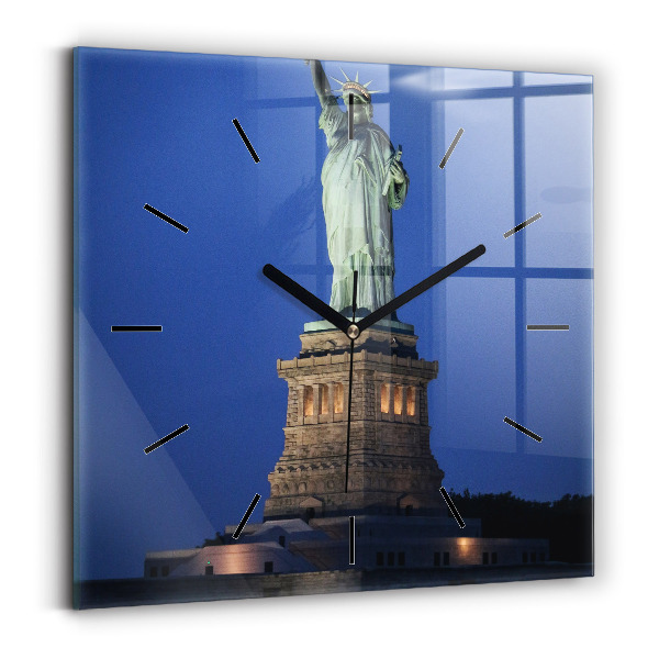 Čtvercové nástěnné hodiny Socha Svobody v New Yorku