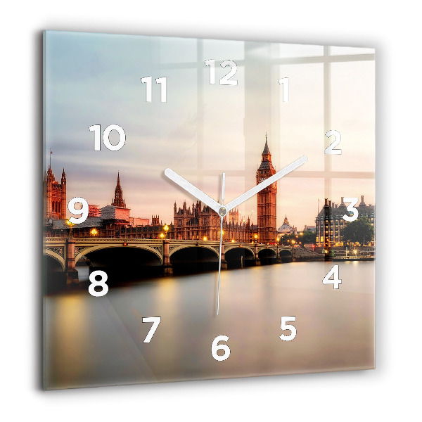 Čtvercové nástěnné hodiny Big Ben londýnské panorama