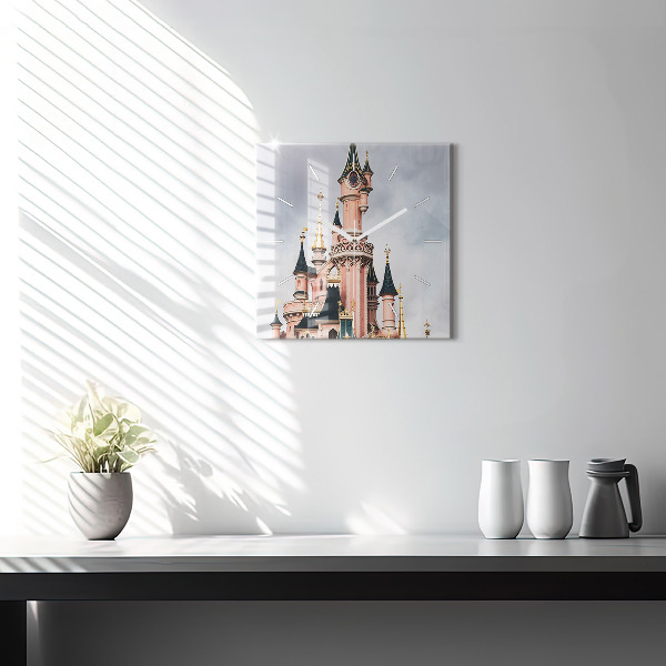 Čtvercové nástěnné hodiny Zámek Disneyland v Paříži