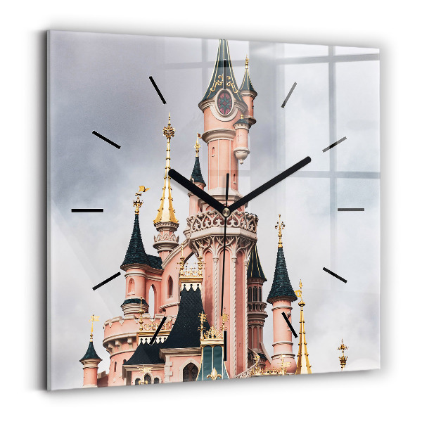 Čtvercové nástěnné hodiny Zámek Disneyland v Paříži
