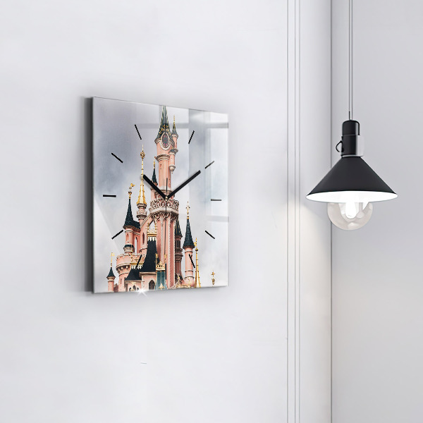 Čtvercové nástěnné hodiny Zámek Disneyland v Paříži