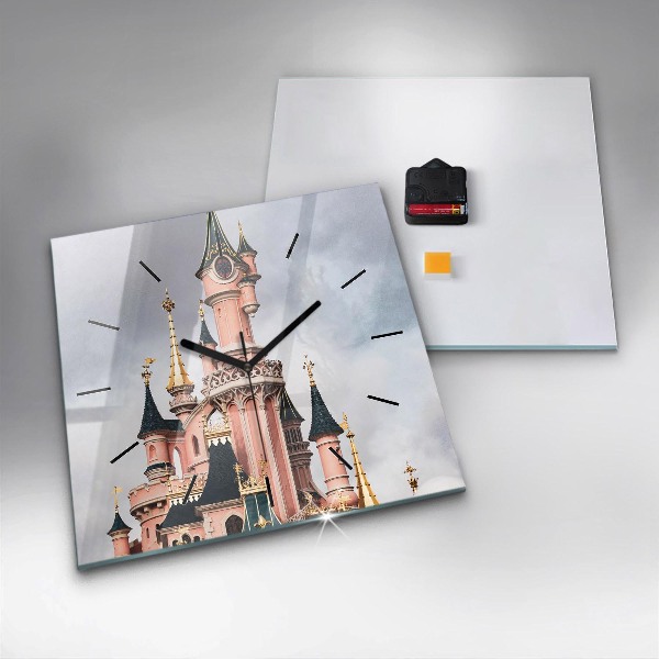 Čtvercové nástěnné hodiny Zámek Disneyland v Paříži