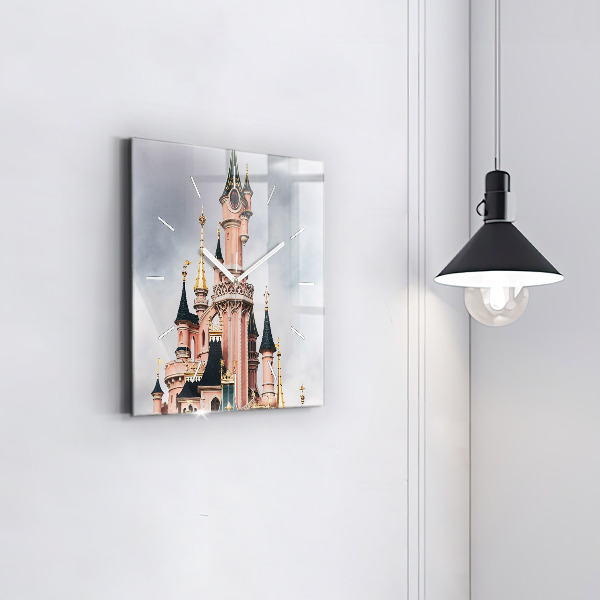 Čtvercové nástěnné hodiny Zámek Disneyland v Paříži