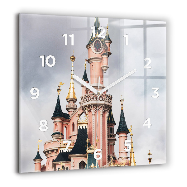 Čtvercové nástěnné hodiny Zámek Disneyland v Paříži