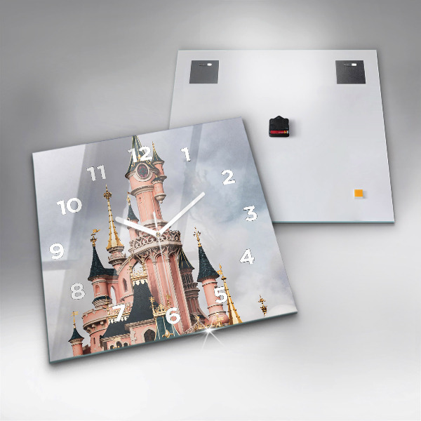 Čtvercové nástěnné hodiny Zámek Disneyland v Paříži