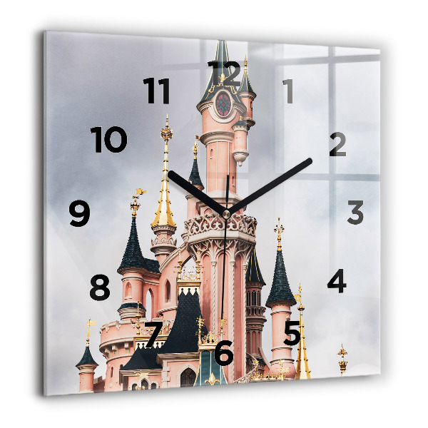 Čtvercové nástěnné hodiny Zámek Disneyland v Paříži