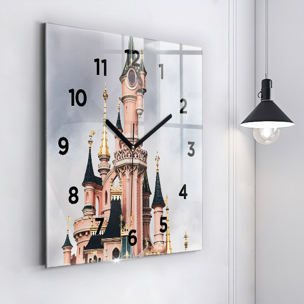 Čtvercové nástěnné hodiny Zámek Disneyland v Paříži