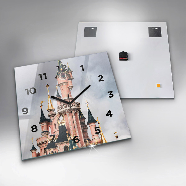 Čtvercové nástěnné hodiny Zámek Disneyland v Paříži
