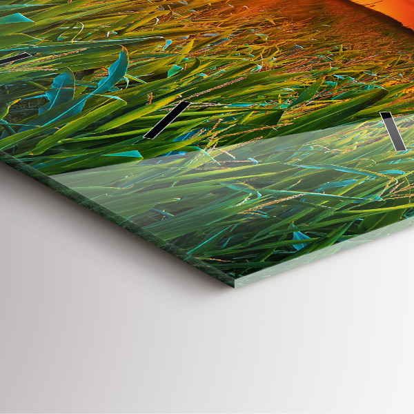 Čtvercové nástěnné hodiny Slunečnice na louce