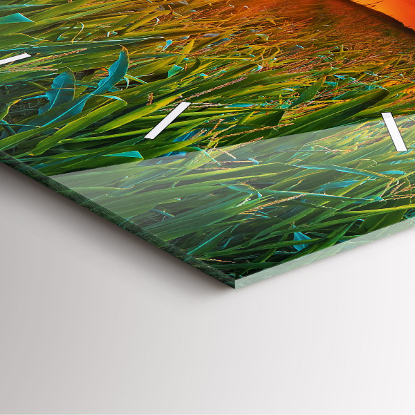 Čtvercové nástěnné hodiny Slunečnice na louce