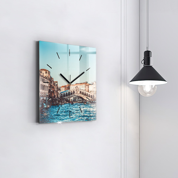 Čtvercové nástěnné hodiny Most Rialto v Benátkách