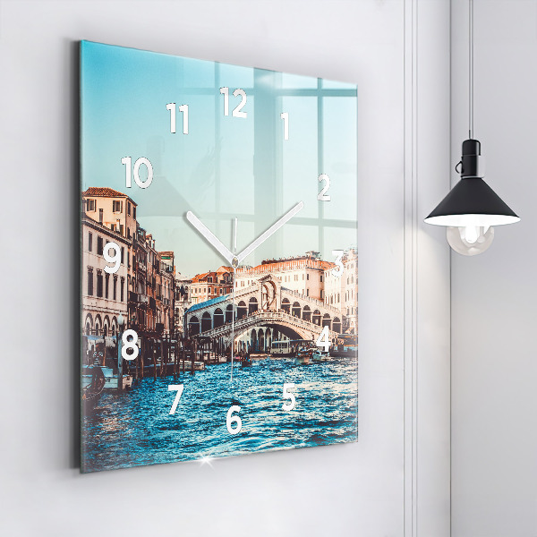 Čtvercové nástěnné hodiny Most Rialto v Benátkách