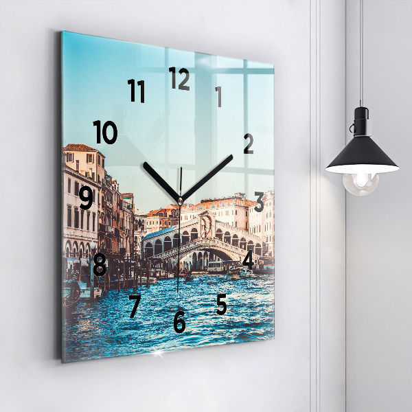 Čtvercové nástěnné hodiny Most Rialto v Benátkách