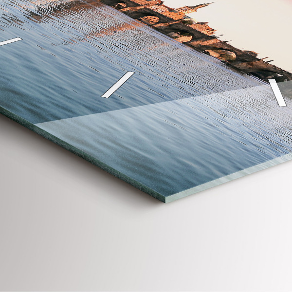 Čtvercové nástěnné hodiny Karlův most v Praze