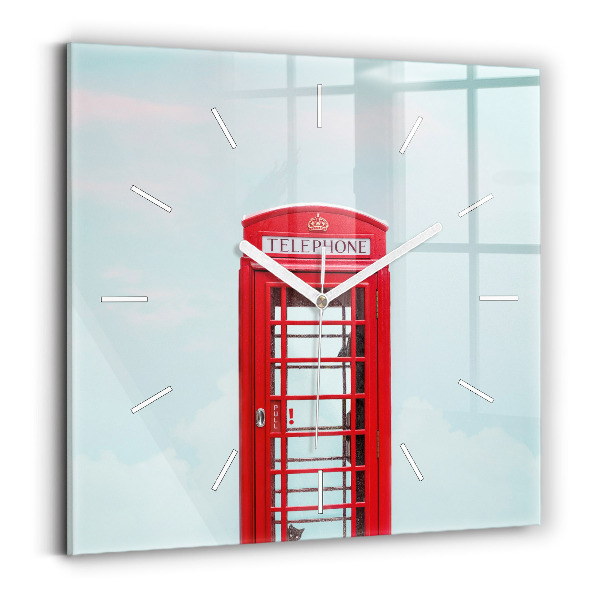Čtvercové nástěnné hodiny Telefonní budka