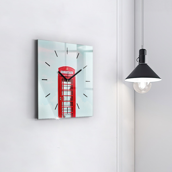 Čtvercové nástěnné hodiny Telefonní budka