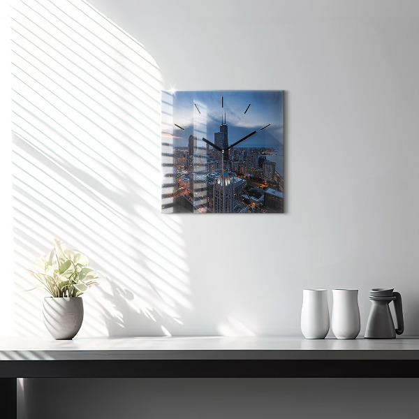 Čtvercové nástěnné hodiny Fotografie Chicaga