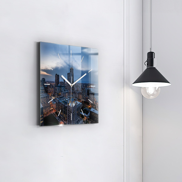 Čtvercové nástěnné hodiny Fotografie Chicaga