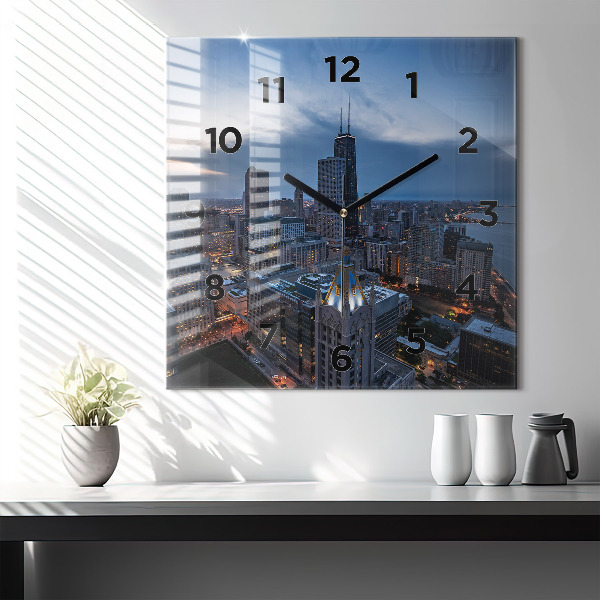 Čtvercové nástěnné hodiny Fotografie Chicaga