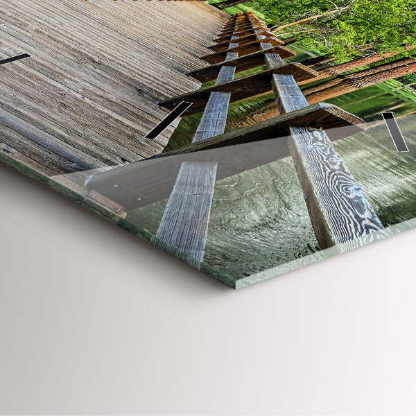 Čtvercové nástěnné hodiny Dřevěný most v Yosemitech