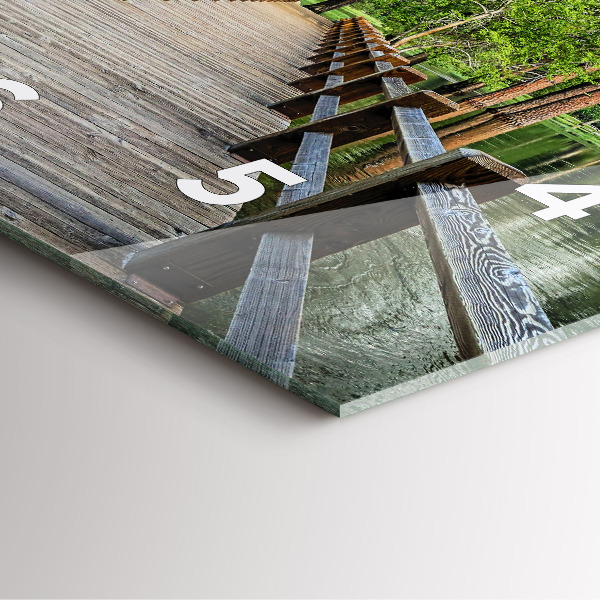 Čtvercové nástěnné hodiny Dřevěný most v Yosemitech