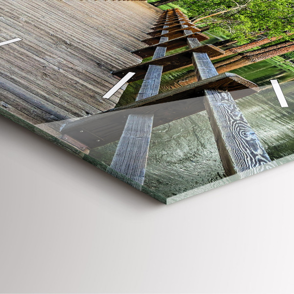 Čtvercové nástěnné hodiny Dřevěný most v Yosemitech