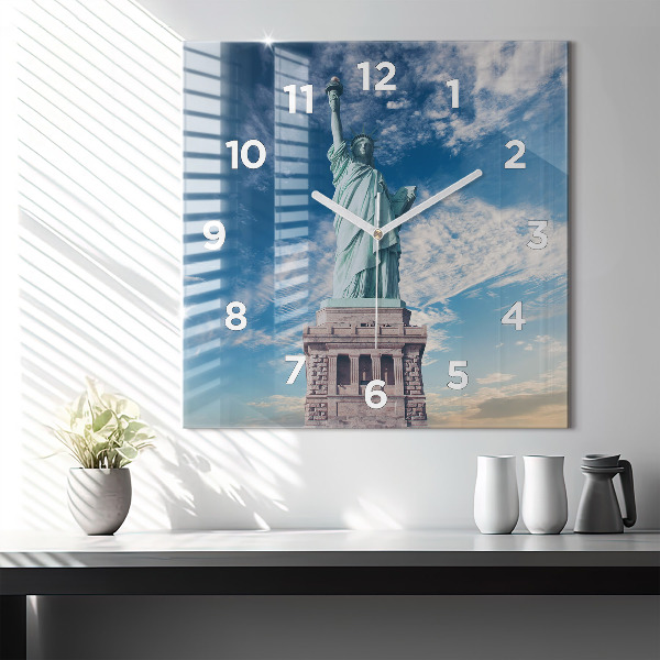 Čtvercové nástěnné hodiny Socha Svobody New York