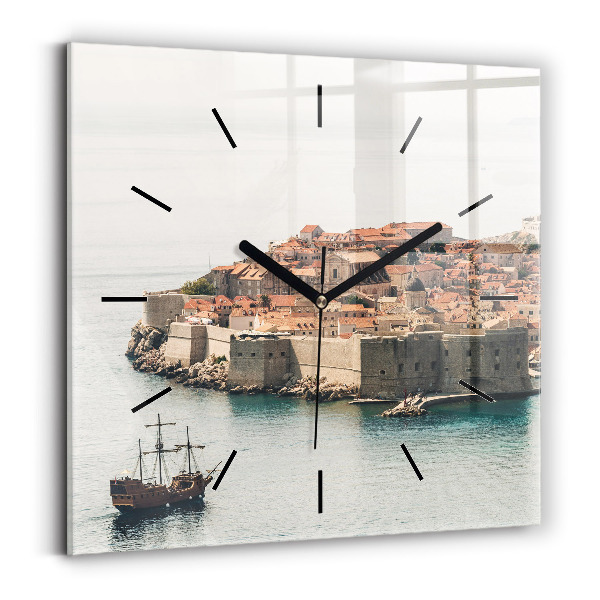 Čtvercové nástěnné hodiny Plachetnice v Dubrovníku