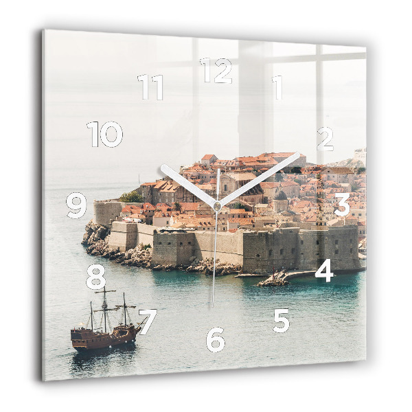 Čtvercové nástěnné hodiny Plachetnice v Dubrovníku