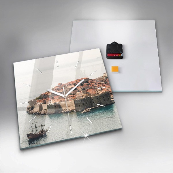 Čtvercové nástěnné hodiny Plachetnice v Dubrovníku