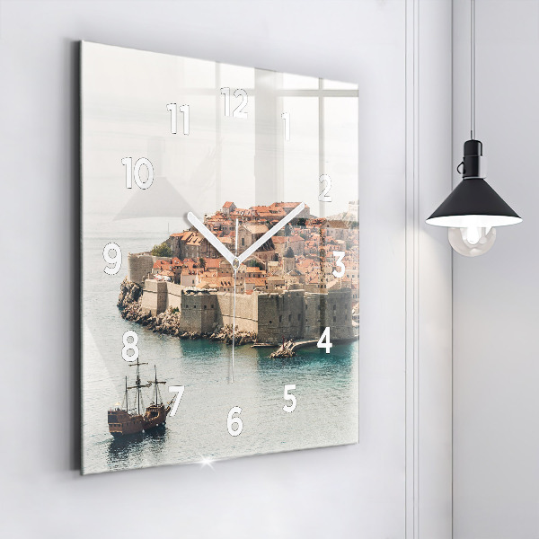 Čtvercové nástěnné hodiny Plachetnice v Dubrovníku