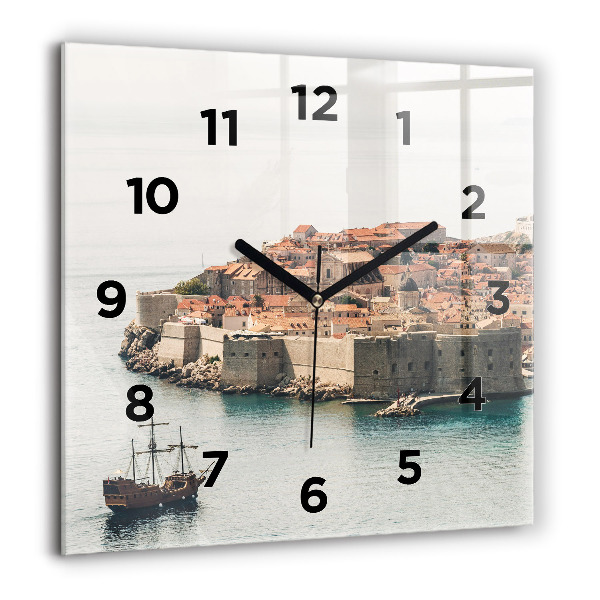 Čtvercové nástěnné hodiny Plachetnice v Dubrovníku