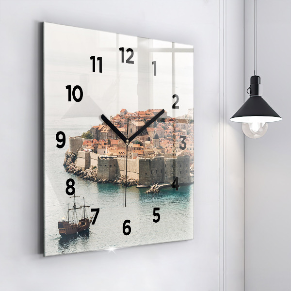 Čtvercové nástěnné hodiny Plachetnice v Dubrovníku