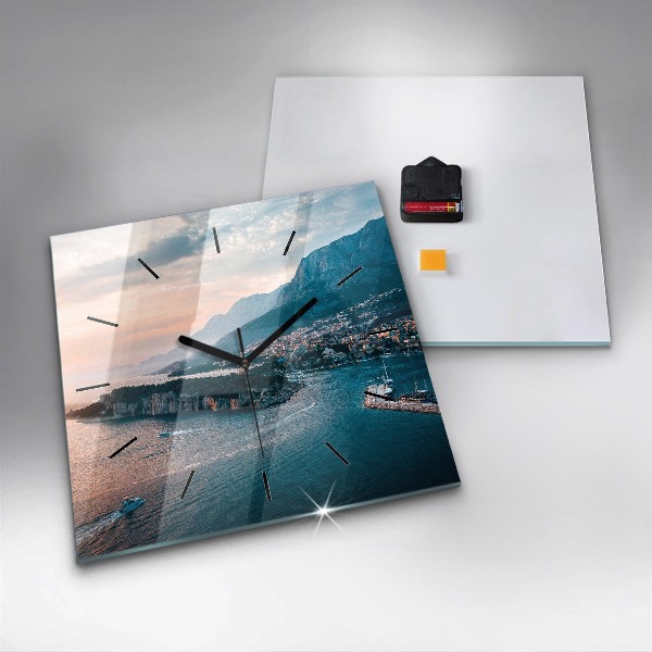 Čtvercové nástěnné hodiny Ostrov v Chorvatsku