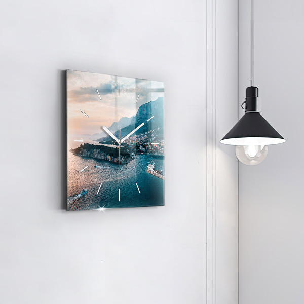 Čtvercové nástěnné hodiny Ostrov v Chorvatsku