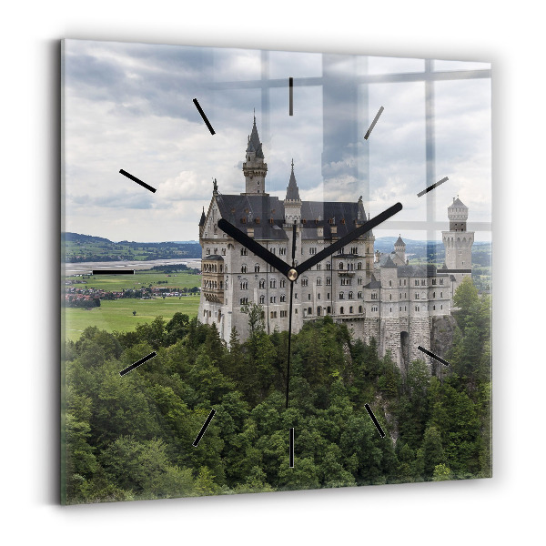 Skleněné hodiny čtvercové Zámek Neuschwanstein