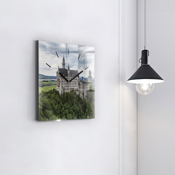 Skleněné hodiny čtvercové Zámek Neuschwanstein