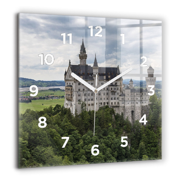 Skleněné hodiny čtvercové Zámek Neuschwanstein