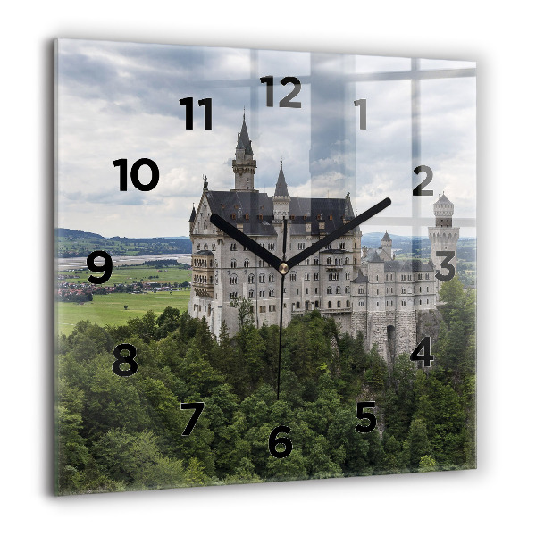 Skleněné hodiny čtvercové Zámek Neuschwanstein