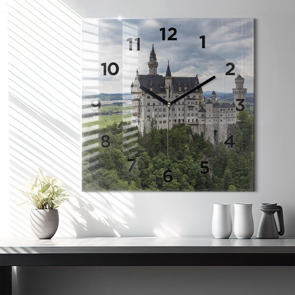 Skleněné hodiny čtvercové Zámek Neuschwanstein